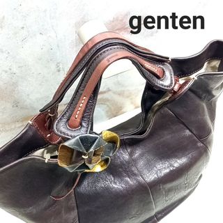 ゲンテン(genten)のゲンテン　genten　トートバッグ　リボン　レザー　ブラウン(トートバッグ)