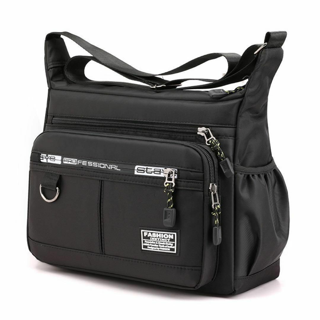 男女兼用 ショルダーバッグ 通勤 通学 アウトドア オックスフォード ブラック メンズのバッグ(メッセンジャーバッグ)の商品写真