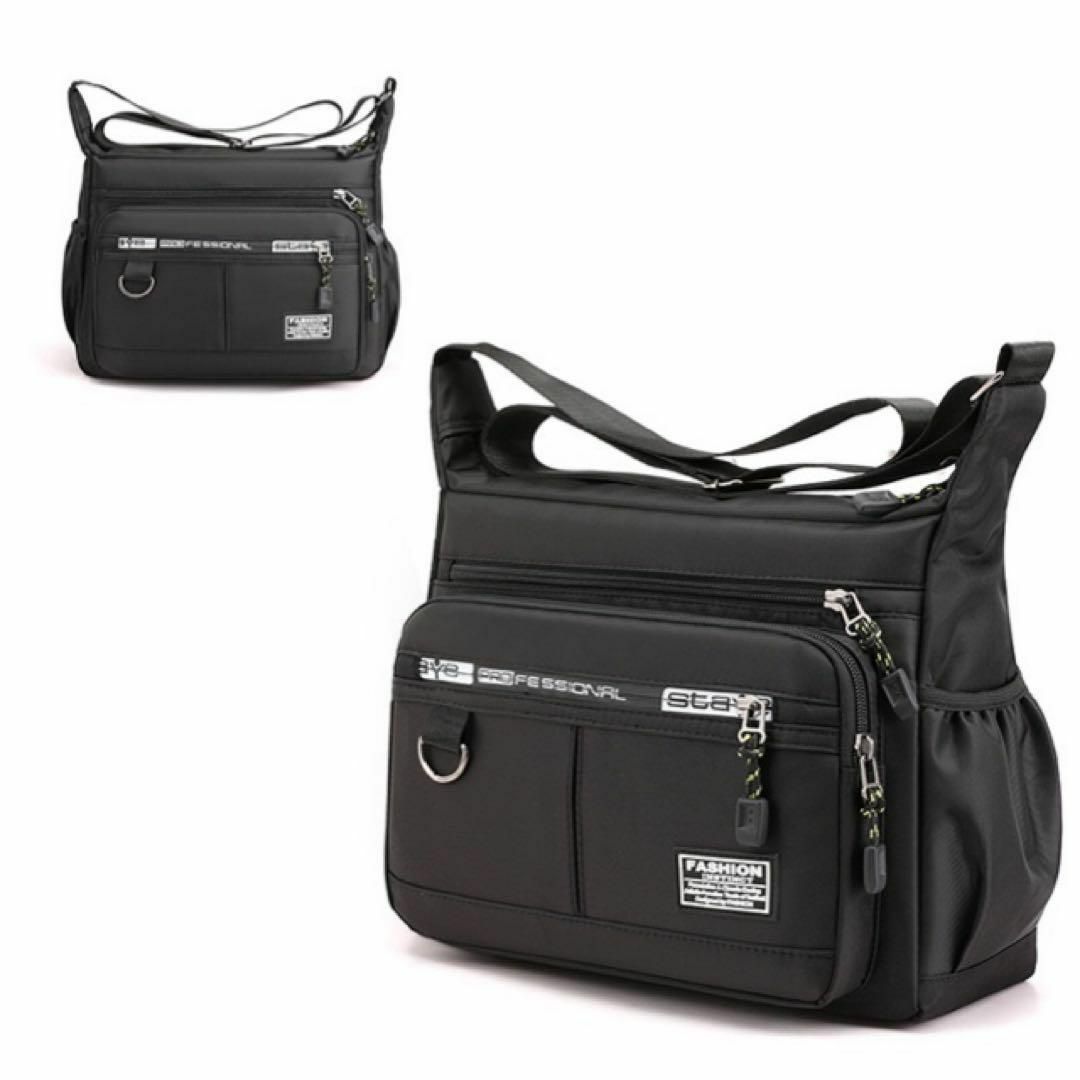 男女兼用 ショルダーバッグ 通勤 通学 アウトドア オックスフォード ブラック メンズのバッグ(メッセンジャーバッグ)の商品写真