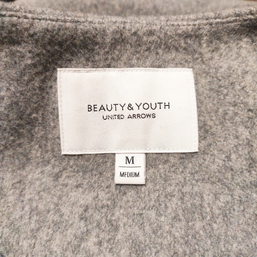 BEAUTY&YOUTH UNITED ARROWS(ビューティアンドユースユナイテッドアローズ)のビューティー＆ユース  ビーバーノーカラーコート  グレー  М レディースのジャケット/アウター(ロングコート)の商品写真