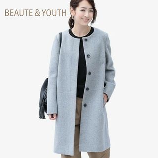 BEAUTY&YOUTH UNITED ARROWS - ビューティー＆ユース  ビーバーノーカラーコート  グレー  М