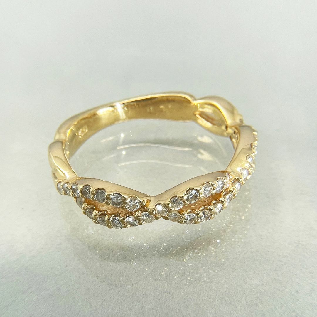 K18 天然ダイヤモンド 0.31ct ウェーブ リング レディースのアクセサリー(リング(指輪))の商品写真