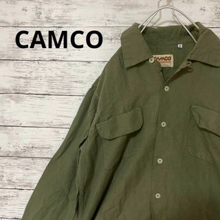 カムコ(camco)のCAMCO リネン混オープンカラーシャツ 開襟シャツ カーキ ミリタリー 麻(シャツ)