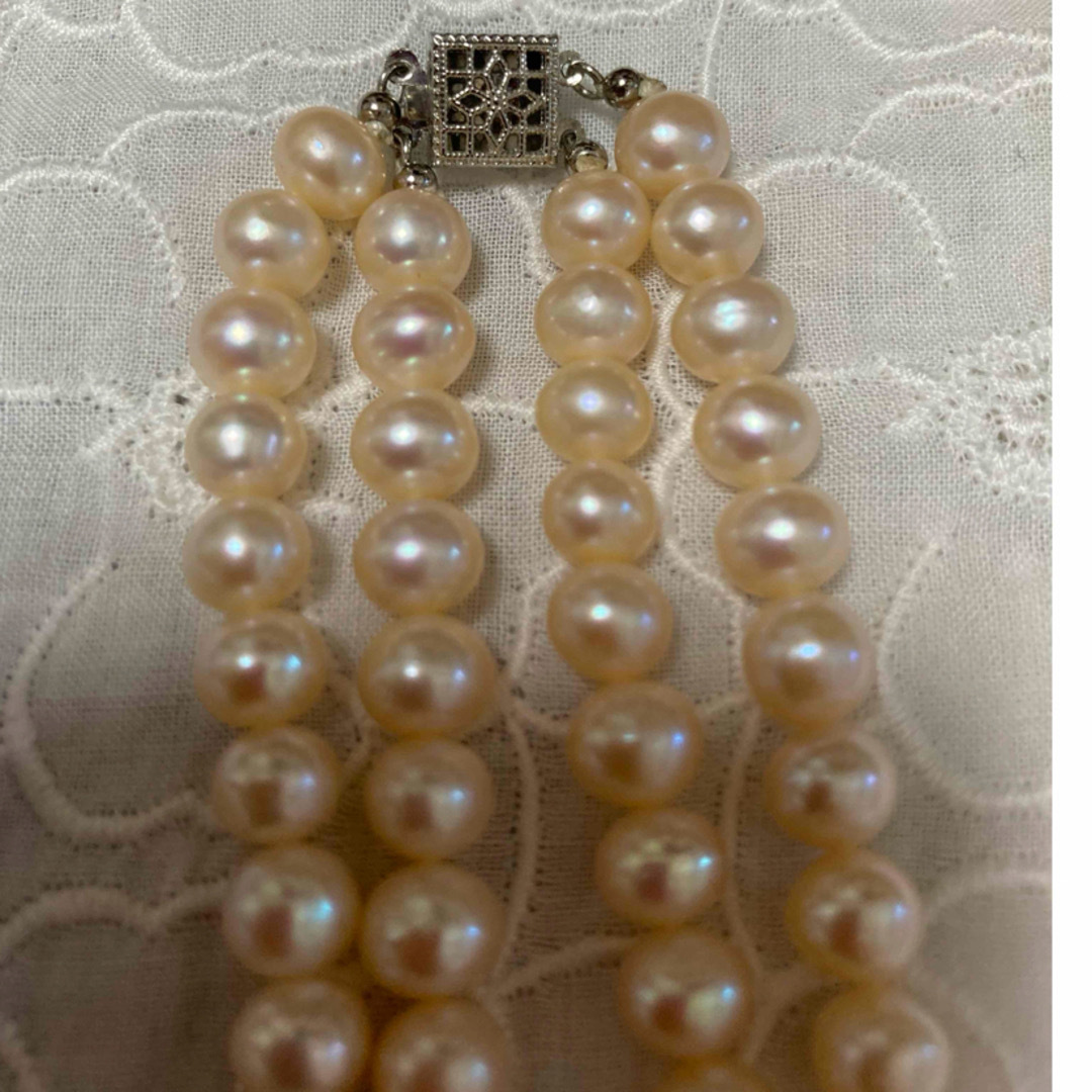値下げ！本真珠２連ネックレス レディースのアクセサリー(ネックレス)の商品写真
