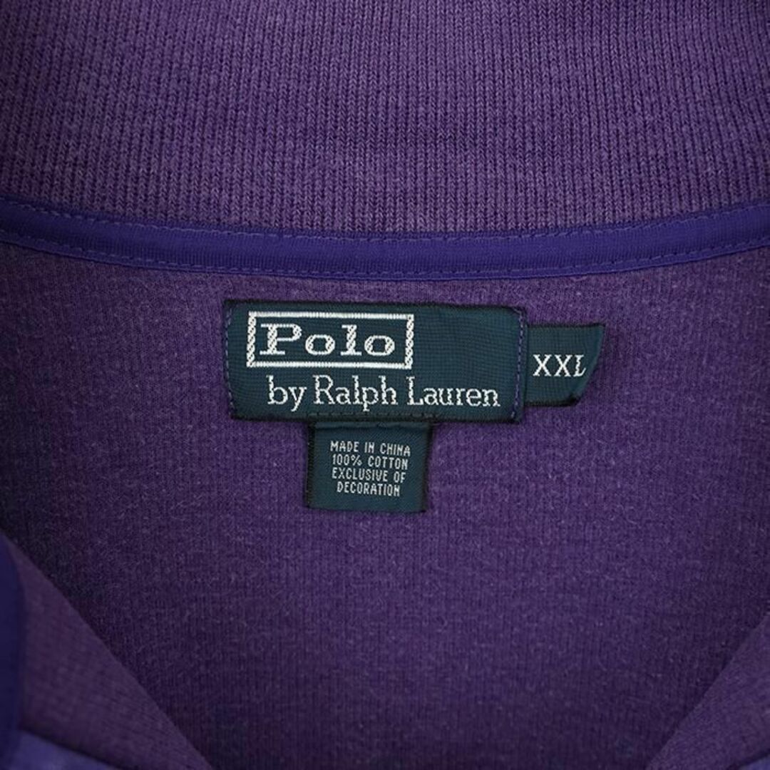 POLO RALPH LAUREN(ポロラルフローレン)のポロバイラルフローレン ハーフジップニット ポニー刺繍 2XL パープル 紫 緑 メンズのトップス(ニット/セーター)の商品写真