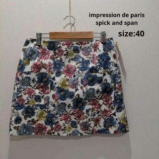 スピックアンドスパン(Spick & Span)のspick and span レトロ 花柄 ミニスカート 裏地付 40(ミニスカート)