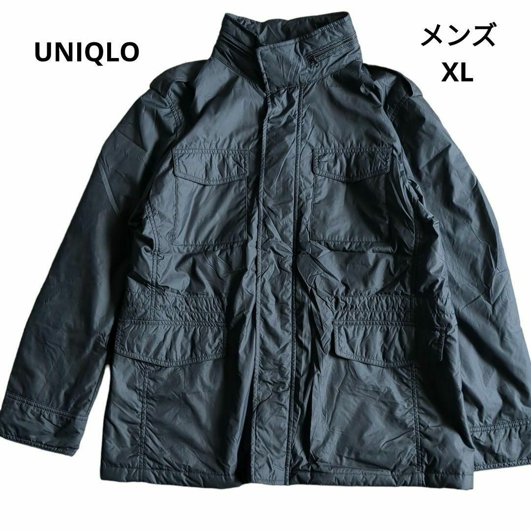 UNIQLO(ユニクロ)のユニクロ 中綿ジャケット ジャンパーフード2WAY  メンズ 紺 XL メンズのジャケット/アウター(ナイロンジャケット)の商品写真