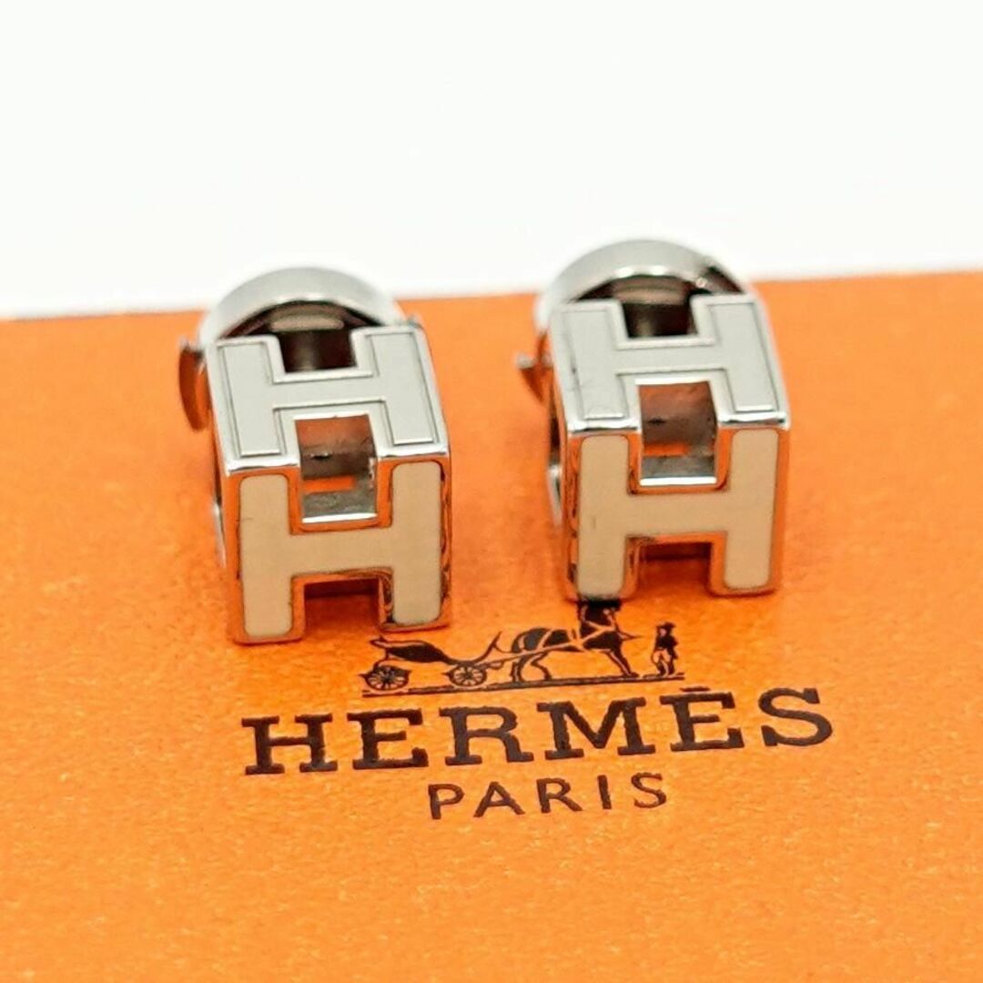 Hermes(エルメス)のHERMES エルメス カージュドアッシュ ピアス キューブ シルバー ホワイト レディースのアクセサリー(ピアス)の商品写真