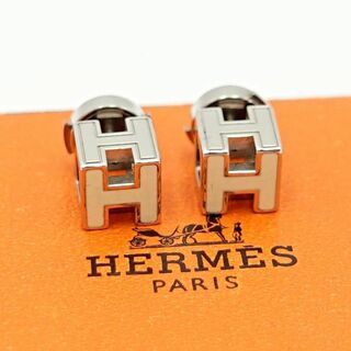 エルメス(Hermes)のHERMES エルメス カージュドアッシュ ピアス キューブ シルバー ホワイト(ピアス)
