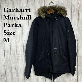 カーハート(carhartt)のカーハート　マーシャルパーカ　キルティングダウン　黒ブラック　燕尾　メンズ　古着(ダウンジャケット)