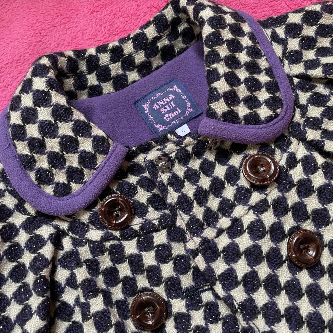 ANNA SUI mini(アナスイミニ)のアナスイミニ　ポンチョ　ケープ　猫耳　極美品　紫ANNA SUI mini キッズ/ベビー/マタニティのベビー服(~85cm)(カーディガン/ボレロ)の商品写真