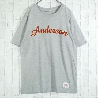 【レトロ古着】チャンピオン デカロゴ ワッペンロゴ ボロTシャツ グレー L(Tシャツ/カットソー(半袖/袖なし))