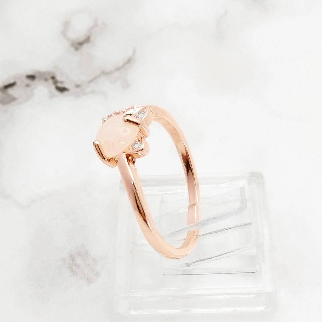 キラキラホログラム猫×ジルコニアリング(ピンクゴールド)フリーサイズ 指輪 ネコ レディースのアクセサリー(リング(指輪))の商品写真