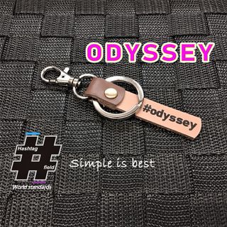 #ODYSSEY 本革ハンドメイド ハッシュタグキーホルダー オデッセイ ホンダ(キーホルダー/ストラップ)