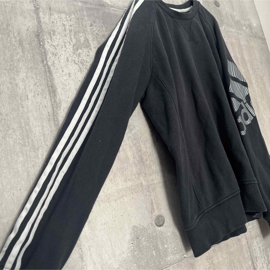 adidas(アディダス)のadidas  アディダス スウェット Ｌ  ブラック　黒 長袖  プルオーバー メンズのトップス(スウェット)の商品写真