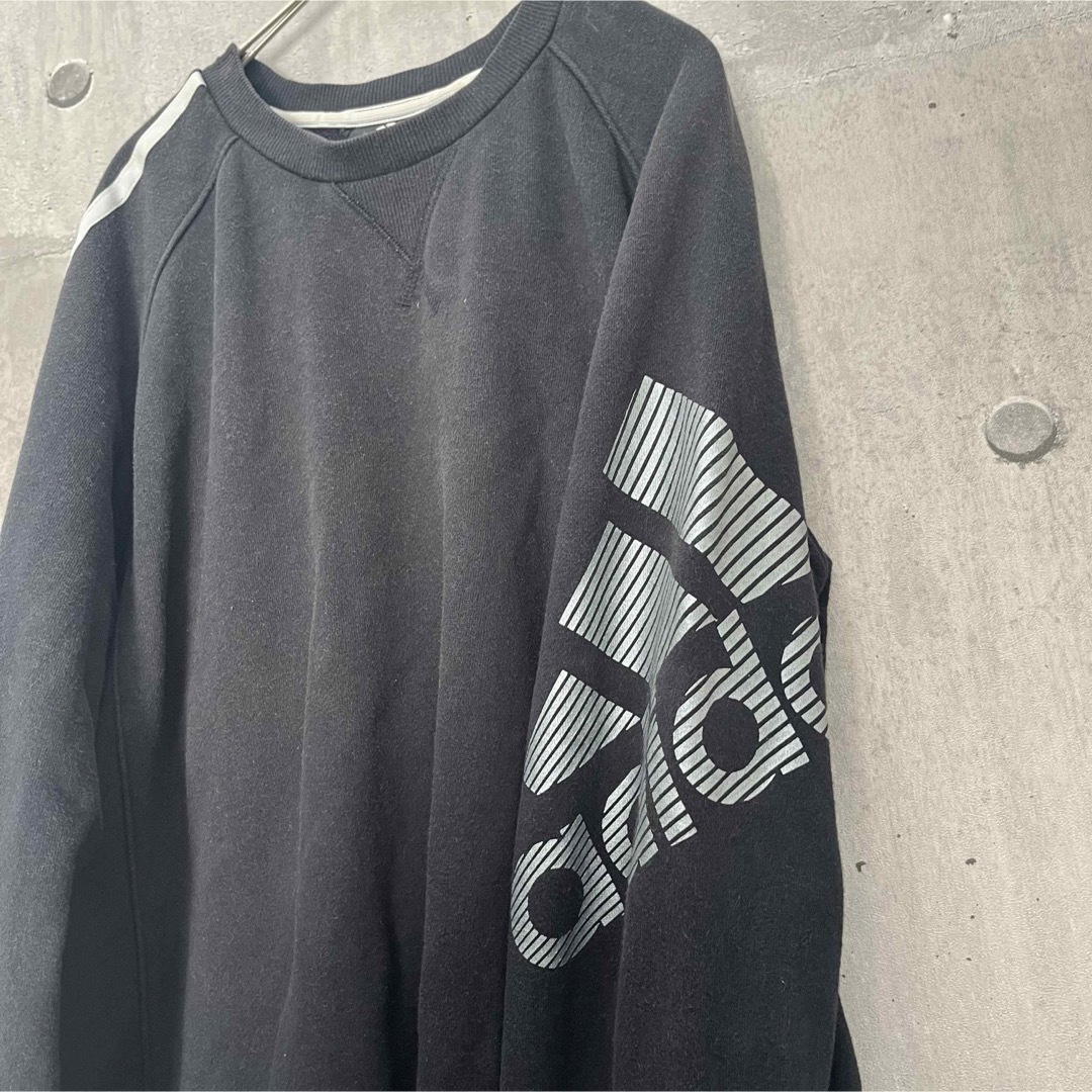 adidas(アディダス)のadidas  アディダス スウェット Ｌ  ブラック　黒 長袖  プルオーバー メンズのトップス(スウェット)の商品写真