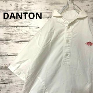 ダントン(DANTON)のDANTON プルオーバー半袖シャツ プルオーバーシャツ 丸襟 ロゴ 白(シャツ)