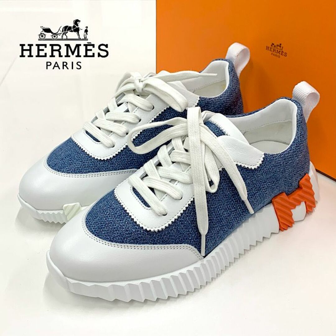 Hermes(エルメス)の9228 未使用 エルメス バウンシング デニム レザー スニーカー ブルー レディースの靴/シューズ(スニーカー)の商品写真