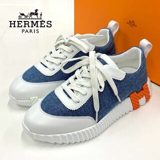 Hermes - 9228 未使用 エルメス バウンシング デニム レザー スニーカー ブルー
