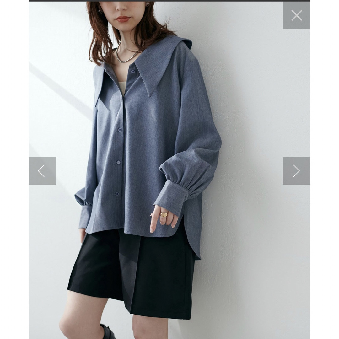 natural couture(ナチュラルクチュール)のビッグ衿シャツブラウス レディースのトップス(シャツ/ブラウス(長袖/七分))の商品写真