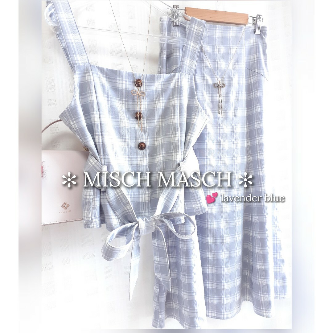 MISCH MASCH(ミッシュマッシュ)の美品 MISCH MASCH チェックビスチェ セットアップワンピース レディースのワンピース(ひざ丈ワンピース)の商品写真