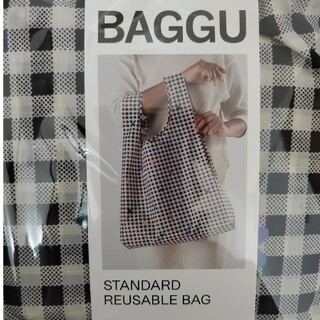 バグゥ(BAGGU)のセール【新品送料込】BAGGU黒ギンガムチェック×ハート柄  スタンダードサイズ(トートバッグ)