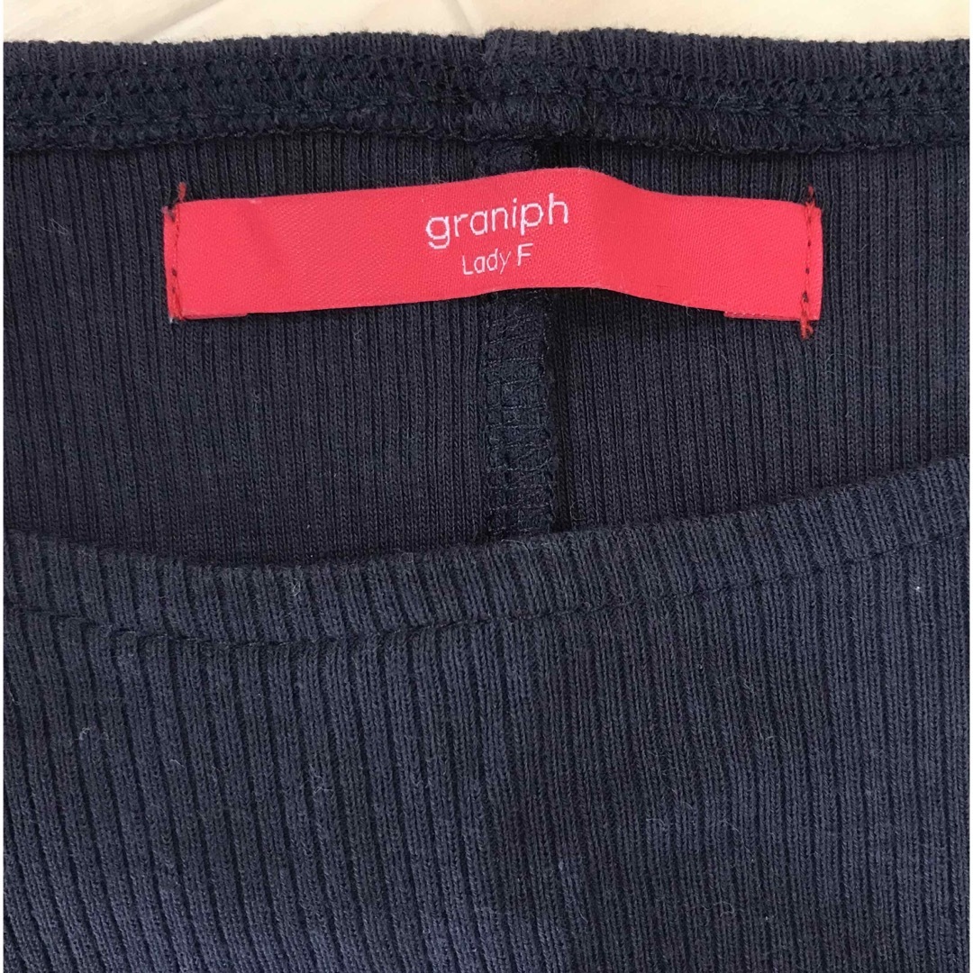 Graniph(グラニフ)の【グラニフ】ミドルスリーブ/チェイシングキャット｜ドルマンTシャツ(ネイビー) レディースのトップス(カットソー(半袖/袖なし))の商品写真