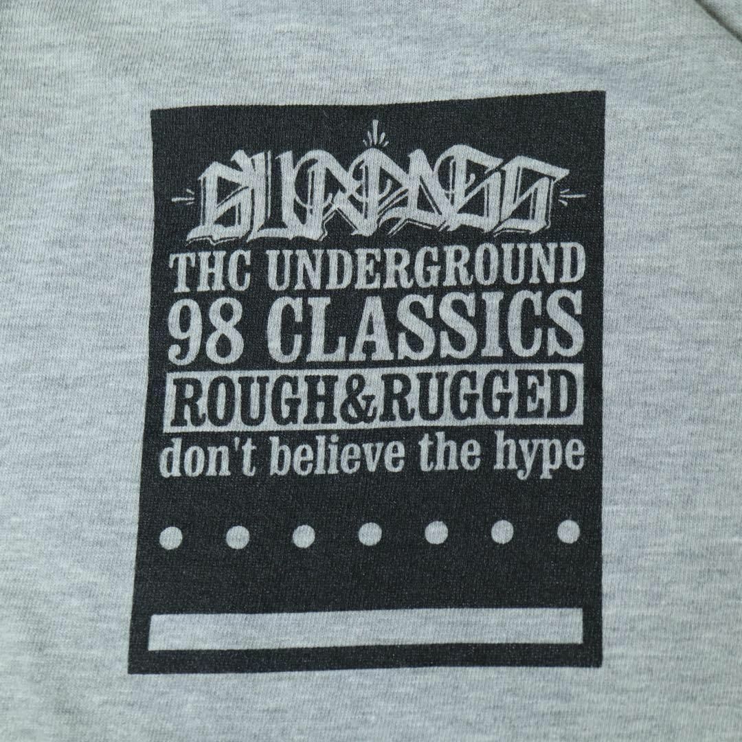 【レトロ古着】ラグランスリーブTシャツ ロンT ブロックロゴ グリーン グレー メンズのトップス(Tシャツ/カットソー(七分/長袖))の商品写真