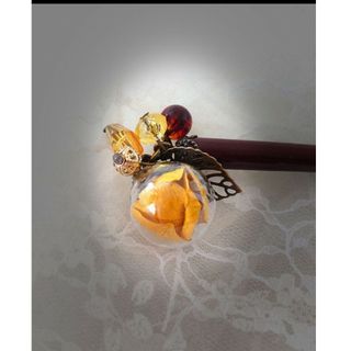 黄色あじさいの硝子玉かんざし✨ハンドメイド(和装小物)