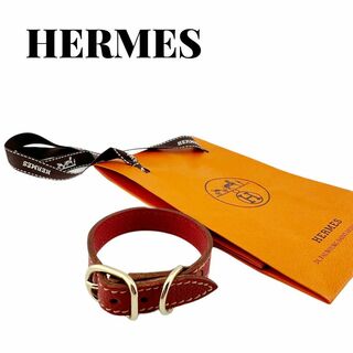 エルメス(Hermes)の極美品　HERMES エルメス　本革　ブレスレット　 レッド(ブレスレット/バングル)