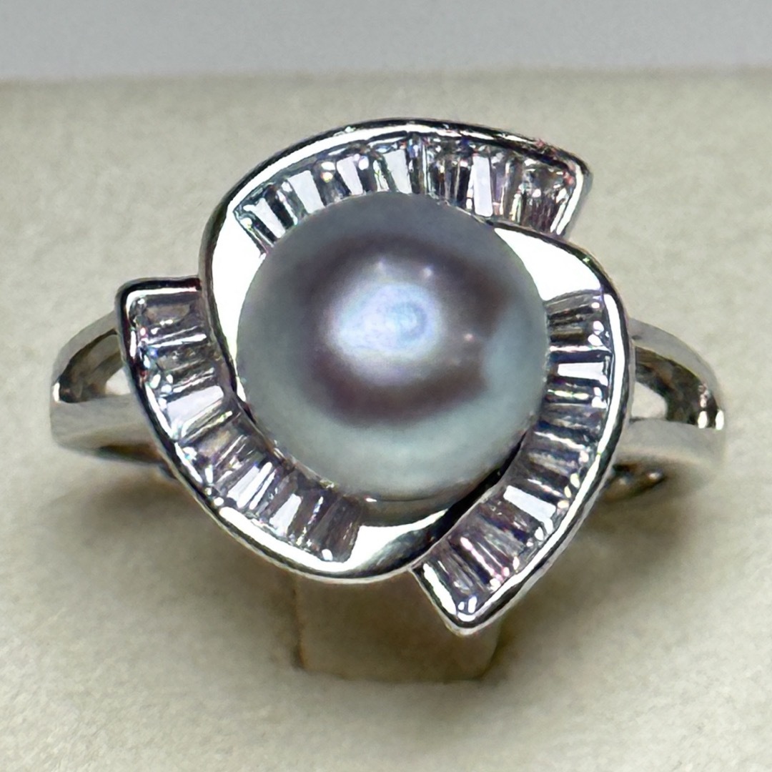 綺麗！本真珠リング9mm コバルト天然パールリング　 レディースのアクセサリー(リング(指輪))の商品写真