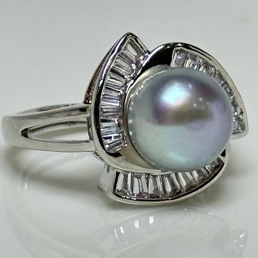 綺麗！本真珠リング9mm コバルト天然パールリング　 レディースのアクセサリー(リング(指輪))の商品写真