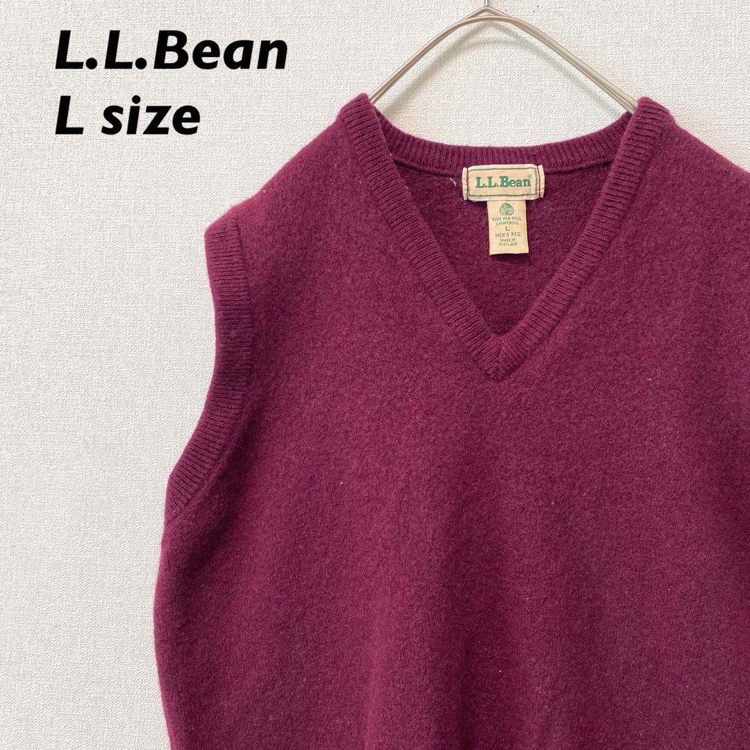 L.L.Bean(エルエルビーン)のエルエルビーン　ニットベスト　セーター　無地　プレーン　Vネック　男女兼用　L メンズのトップス(ベスト)の商品写真