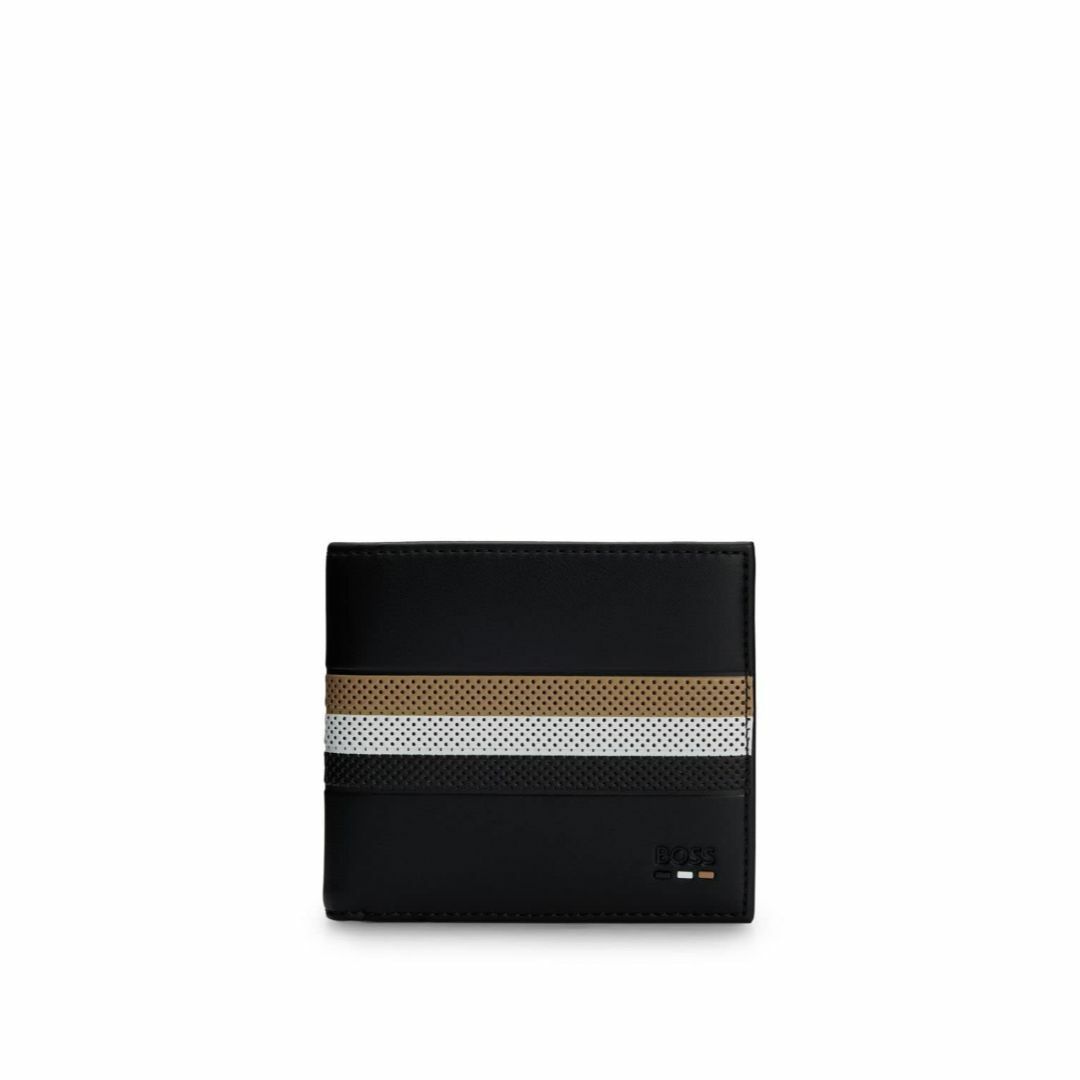 【色: ブラック】BOSS ボス 財布 シグネチャーストライプ パンチングディテ メンズのバッグ(その他)の商品写真