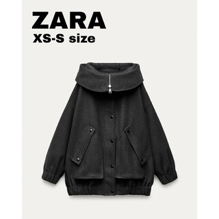 ザラ(ZARA)のZARA　リボン オーバーサイズ パーカ　XS-Sサイズ　グレー(ブルゾン)