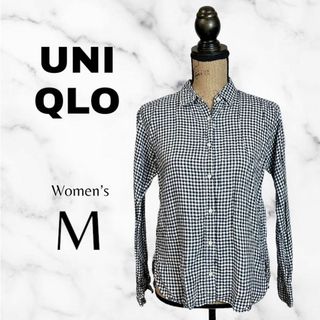 ユニクロ(UNIQLO)の美品✨【UNIQLO】リネンギンガムチェックシャツ　レギュラーカラー　カジュアル(シャツ/ブラウス(長袖/七分))