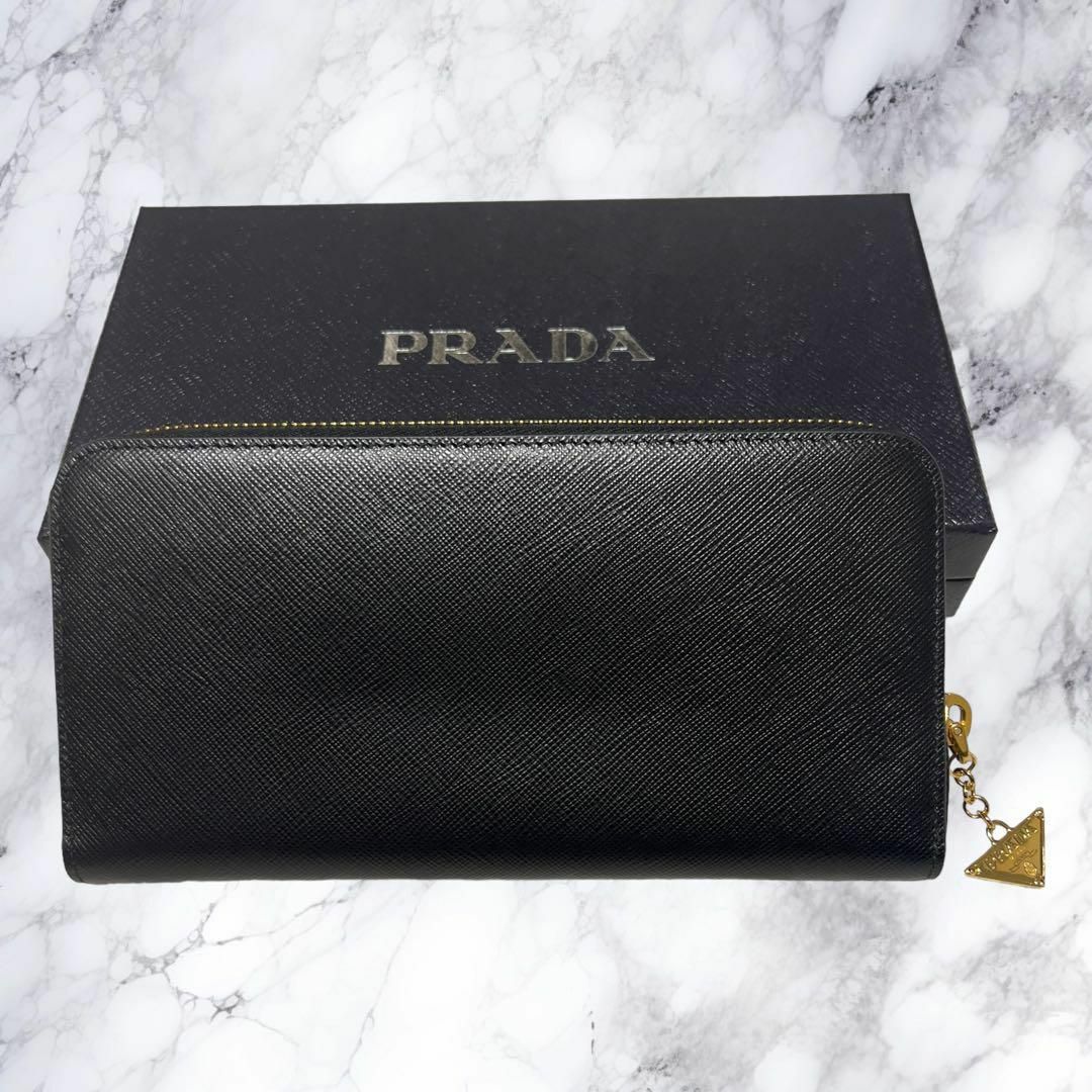 PRADA(プラダ)の新品 PRADA プラダ ラウンドファスナー長財布 1ML506 2DK3  黒 レディースのファッション小物(財布)の商品写真