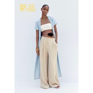 ザラ(ZARA)の新品タグ付！ZARA ザラ＊ルーズフィットドレープパンツ　ベージュ　S(カジュアルパンツ)