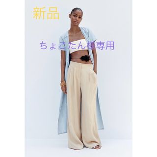 ザラ(ZARA)の新品タグ付！ZARA ザラ＊ルーズフィットドレープパンツ　ベージュ　M(カジュアルパンツ)