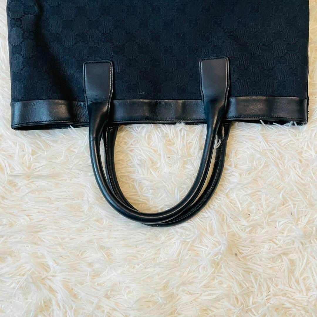 Gucci(グッチ)の極美品＊GUCCI トート ハンドバッグ gg 肩掛け レザー A4 PC 黒 レディースのバッグ(トートバッグ)の商品写真