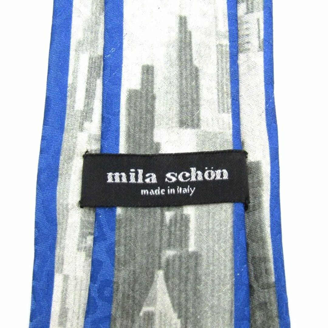 mila schon(ミラショーン)のミラショーン ブランドネクタイ 総柄 ロゴマーク シルク イタリア製 メンズ グレー系 mila schon メンズのファッション小物(ネクタイ)の商品写真