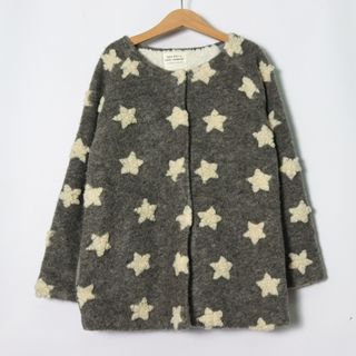 ザラ(ZARA)のザラ ノーカラーコート 星柄 裏ボア アウター キッズ 女の子用 140サイズ グレー ZARA(ジャケット/上着)