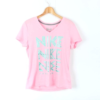 ナイキ(NIKE)のナイキ 半袖Tシャツ ロゴT スポーツウエア ドライフィット レディース Lサイズ ピンク NIKE(Tシャツ(半袖/袖なし))