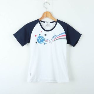 アディダス(adidas)のアディダス 半袖Tシャツ クライマライト スポーツウエア レディース Lサイズ ホワイト×ネイビー adidas(Tシャツ(半袖/袖なし))