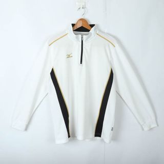 ミズノ(MIZUNO)のミズノ 長袖Tシャツ ハイネック ハーフジップ スポーツウエア 大きいサイズ メンズ XLサイズ ホワイト×ブラック Mizuno(Tシャツ/カットソー(七分/長袖))