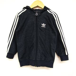 アディダス(adidas)のアディダス ジップアップパーカー 袖ライン スウェット スエット キッズ 男の子用 100サイズ ブラック adidas(Tシャツ/カットソー)