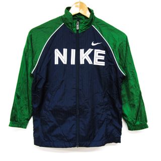 ナイキ(NIKE)のナイキ ナイロンジャケット ジップアップ アウター キッズ 男の子用 XSサイズ ネイビー×グリーン NIKE(ジャケット/上着)