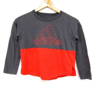 アディダス(adidas)のアディダス 長袖Tシャツ ロゴT バイカラー クライマライト キッズ 男の子用 130サイズ グレー×レッド adidas(Tシャツ/カットソー)