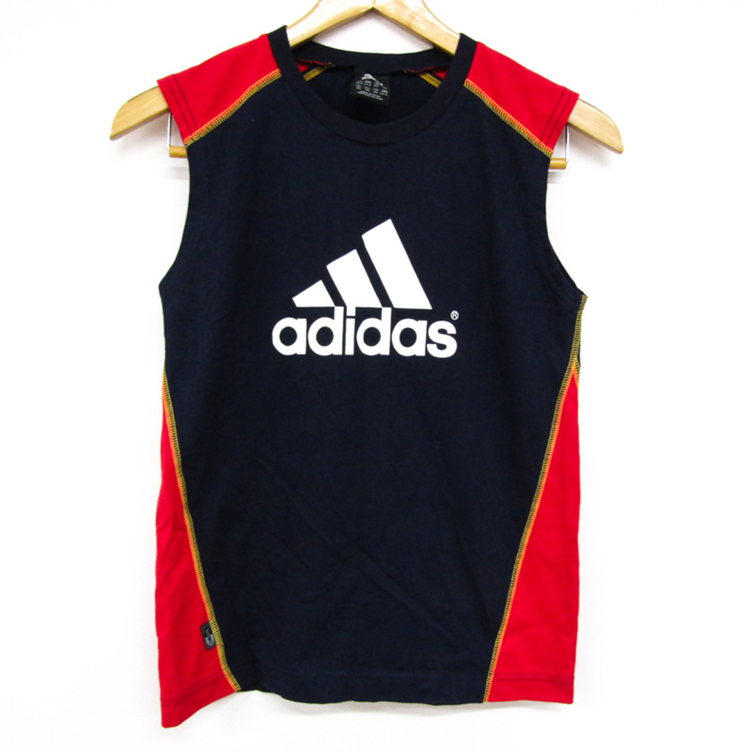 adidas(アディダス)のアディダス タンクトップ ロゴT スポーツウエア キッズ 男の子用 140サイズ ブラック×レッド adidas キッズ/ベビー/マタニティのキッズ服男の子用(90cm~)(Tシャツ/カットソー)の商品写真