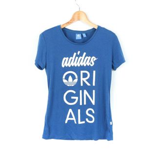 アディダス(adidas)のアディダス 半袖Tシャツ ロゴT スポーツウエア レディース Lサイズ ブルー×ホワイト adidas(Tシャツ(半袖/袖なし))